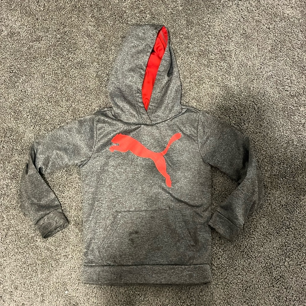 Kids Puma Hoodie Size 6-7 Grey and Red